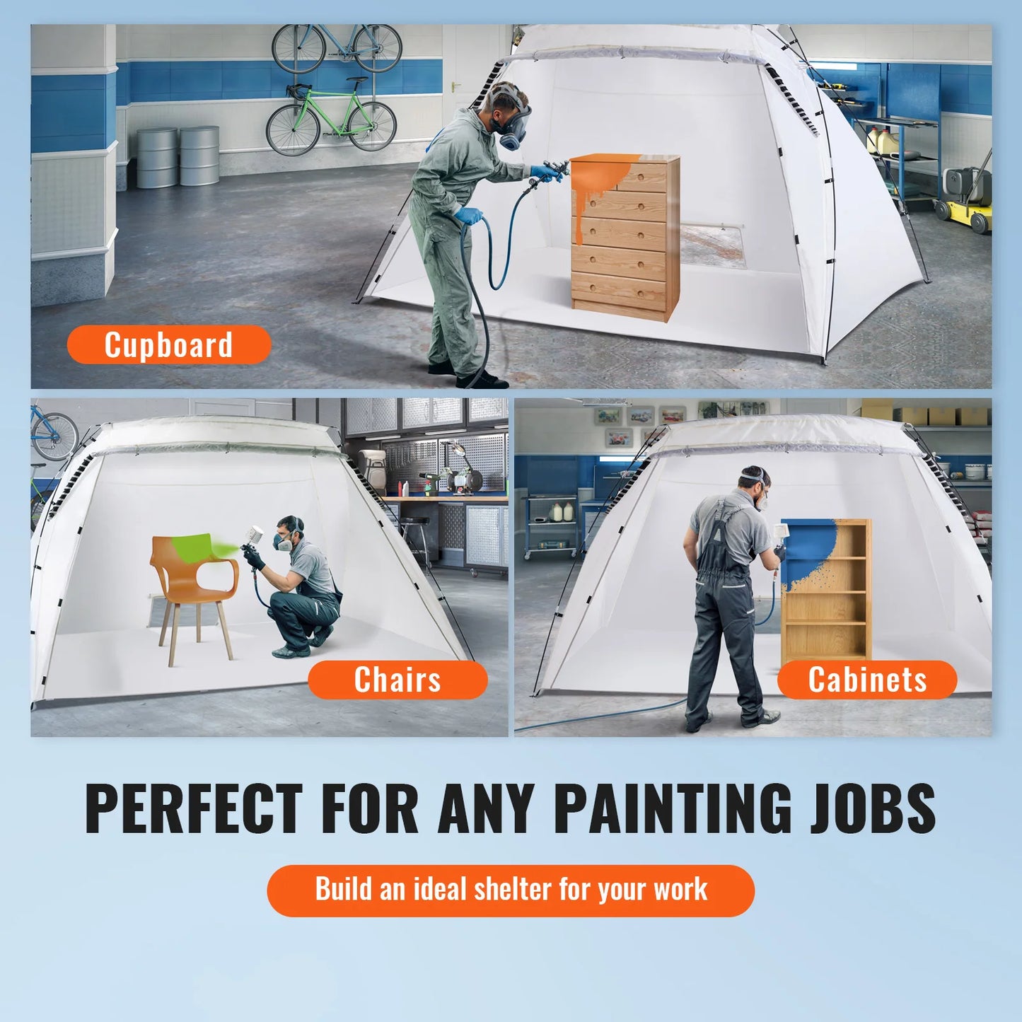 Cabine de Peinture Portable SucceBuy – Tente Pliable Oxford 210D, 2 Tailles, Film Protecteur Inclus