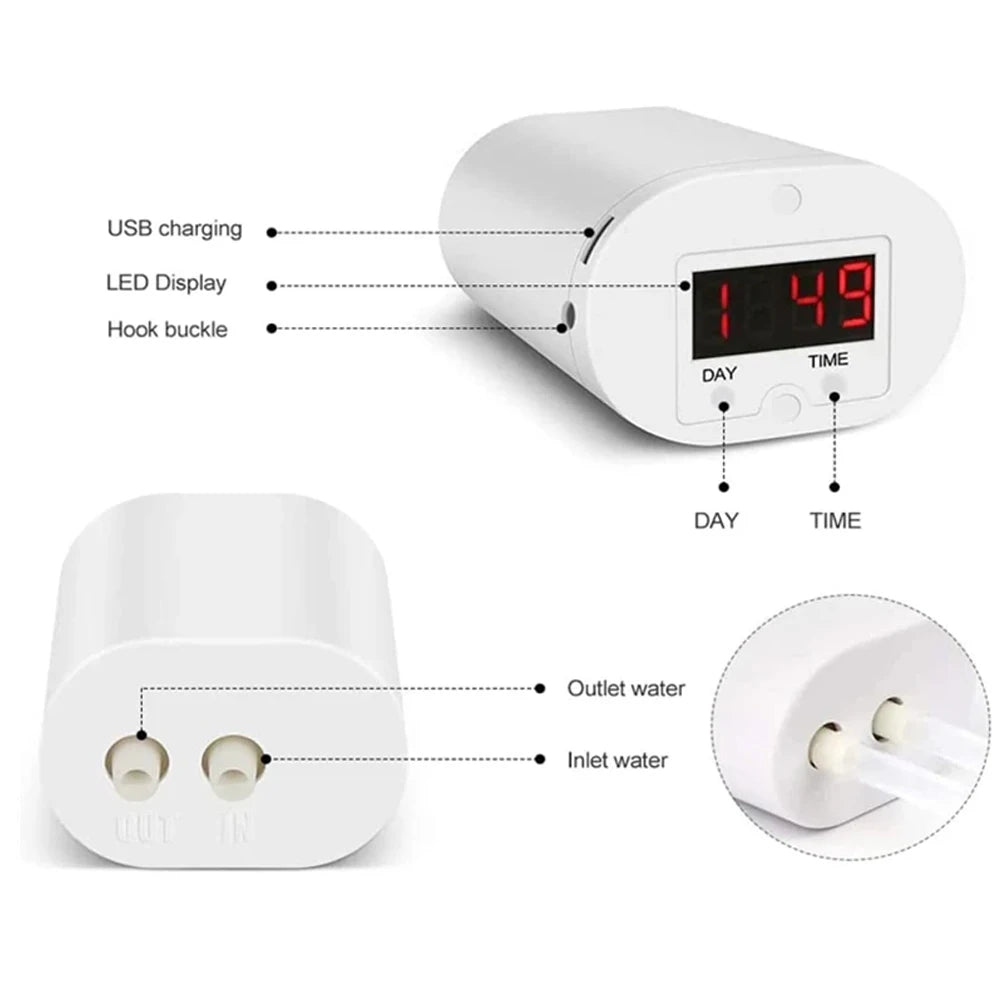 Contrôleur d'Arrosage Automatique Intelligent – Pompe Goutte-à-Goutte Rechargeable pour Plantes d'Intérieur (H2, H4, H8)