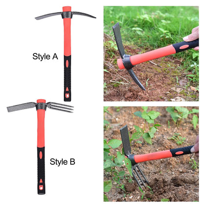 Houe de Jardinage Double Tête en Acier Carbone – Binage, Désherbage & Ameublissement du Sol (2 Styles)
