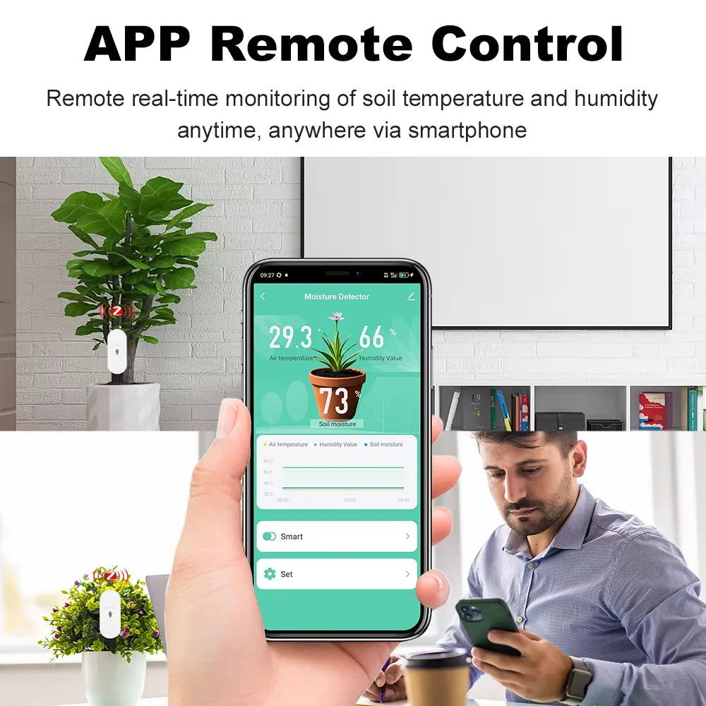Capteur d'Humidité du Sol ZigBee Tuya – Température & Humidité | Jardin Connecté