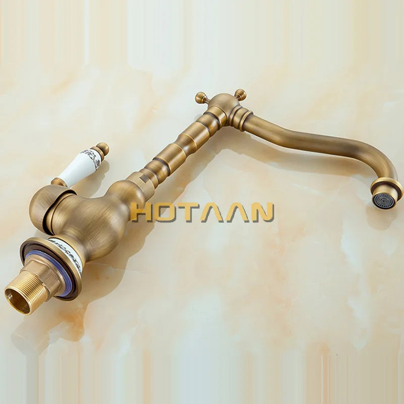 Robinet Lavabo Laiton Antique Rétro Mitigeur Monotrou Design Vintage - Mitigeur Vasque Élégant