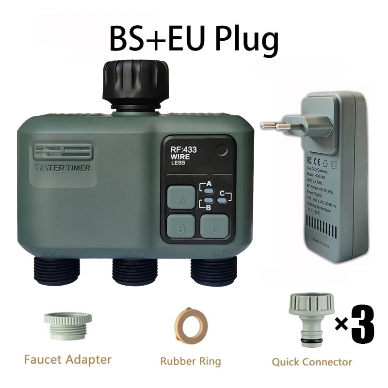 Programmateur d'Arrosage Tuya WiFi+RF433 - 3 Voies Intelligent Jardin Automatique