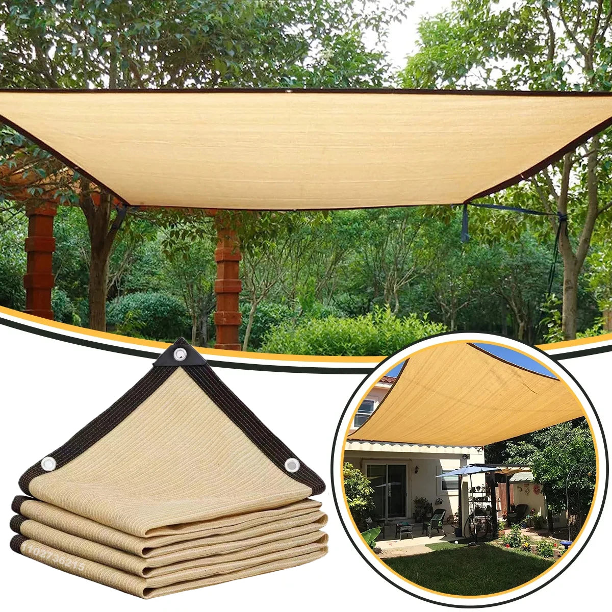 Filet d’ombrage HDPE anti-UV 85-90% – Jardin, Terrasse, Pergola, Voiture | 4 couleurs