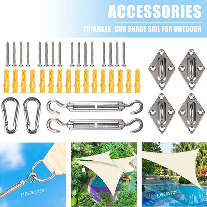 Kit d'accessoires voile d'ombrage 24 pcs – Inox 304 | Mousquetons, tendeurs, œillets