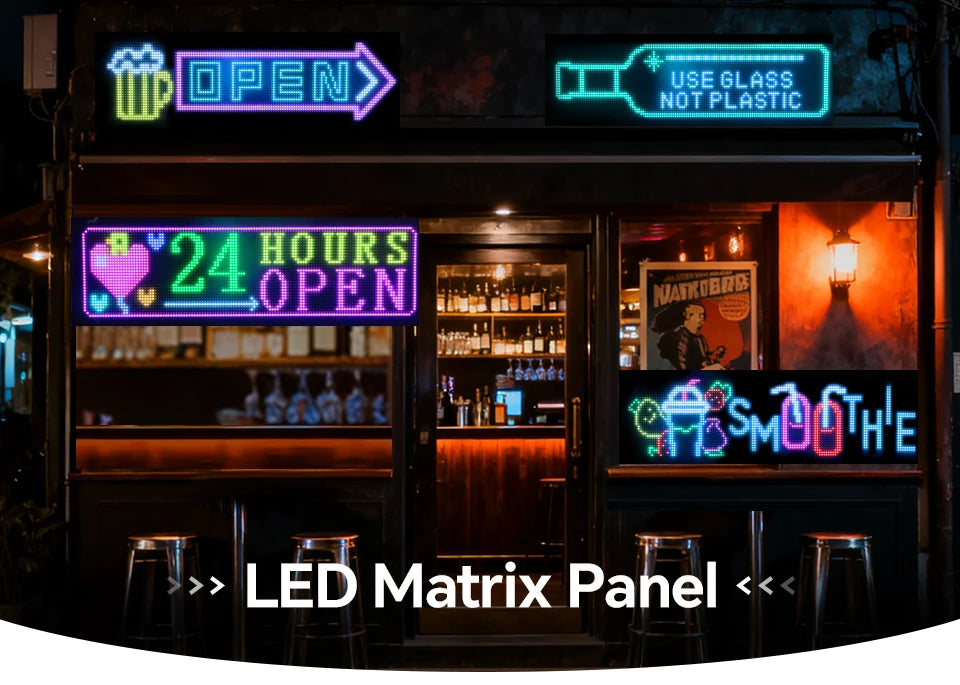 Panneau LED Pixel Flexible USB Bluetooth – Affichage Texte & GIF Personnalisable