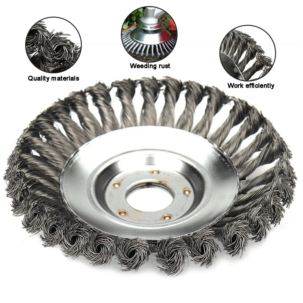 Disque brosse en acier titane LUSQI – Tête de débroussailleuse 6, 8 ou 10 pouces | Désherbage & Dérouillage
