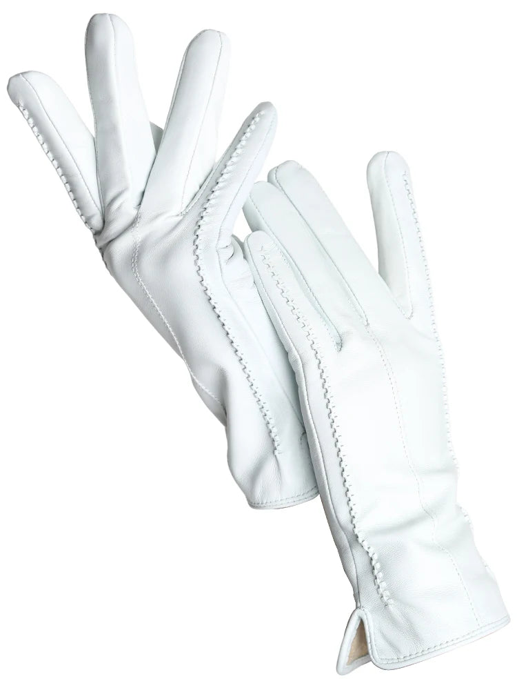 Gants Cuir Femme Hiver - Peau de Mouton Doublés Velours Tactiles