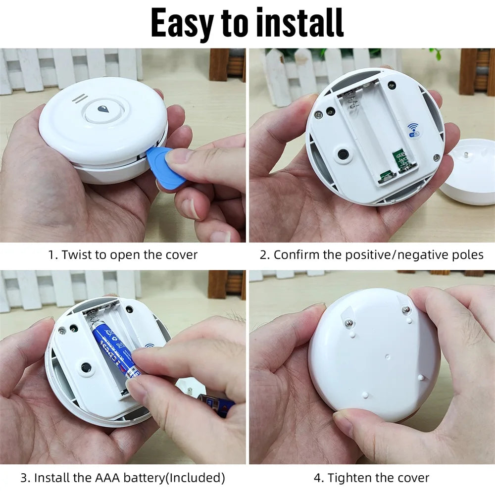 Détecteur de Fuite d'Eau WiFi Fuers – Alarme 100dB, Alerte Smartphone, Compatible Tuya/Smart Life