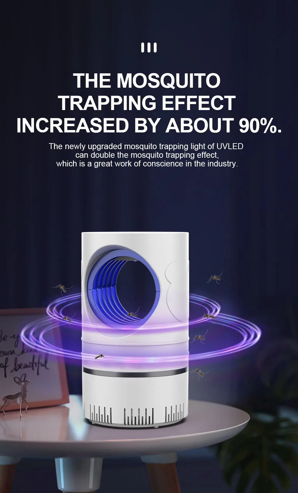 Piège à Moustiques USB LED – Lampe Anti-Insectes 360° à Aspiration