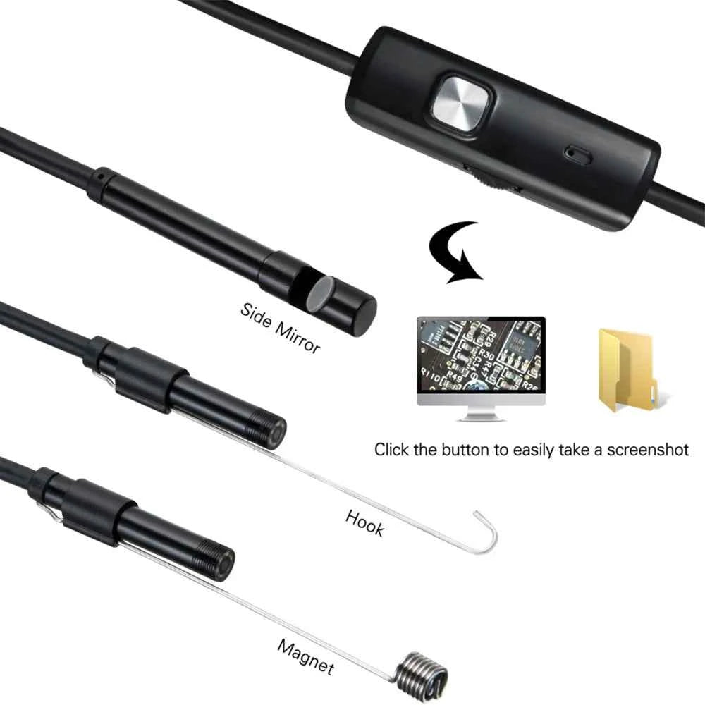 Caméra Endoscope USB Android – IP67, 6 LED, Flexible, Ø5.5mm ou 7mm