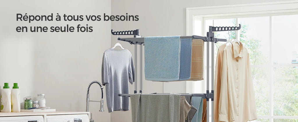 Étendoir à Linge SONGMICS 4 Niveaux Pliable sur Roulettes - 35kg Capacité