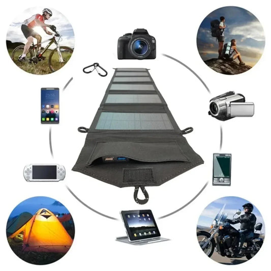 Panneau Solaire Pliable 6 Panneaux 20W – Chargeur USB 5V Portable pour Camping, Randonnée & Power Bank