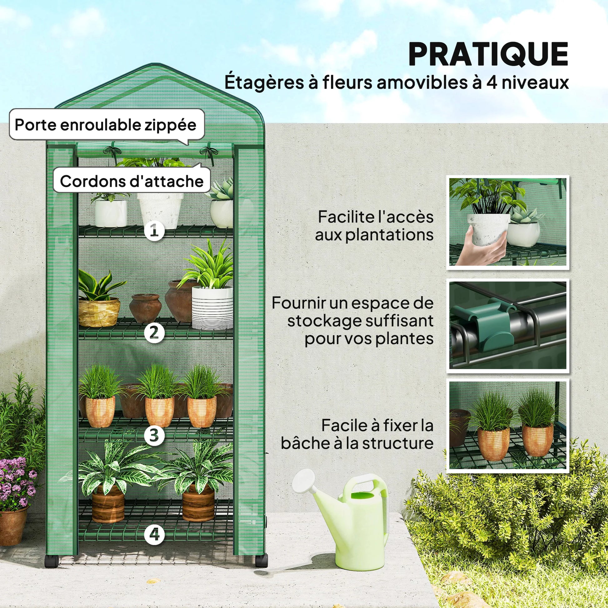 Serre Balcon Outsunny 4 Étagères 