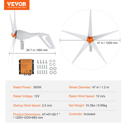 Éolienne 12V 500W/800W SucceBuy avec Contrôleur MPPT – Kit Complet
