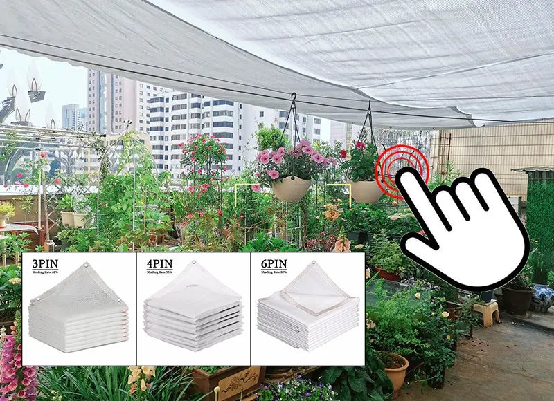 Filet d'Ombrage HDPE Noir 4/6/12PIN – Pare-Soleil Anti-UV 50~90% | Jardin, Serre, Pergola