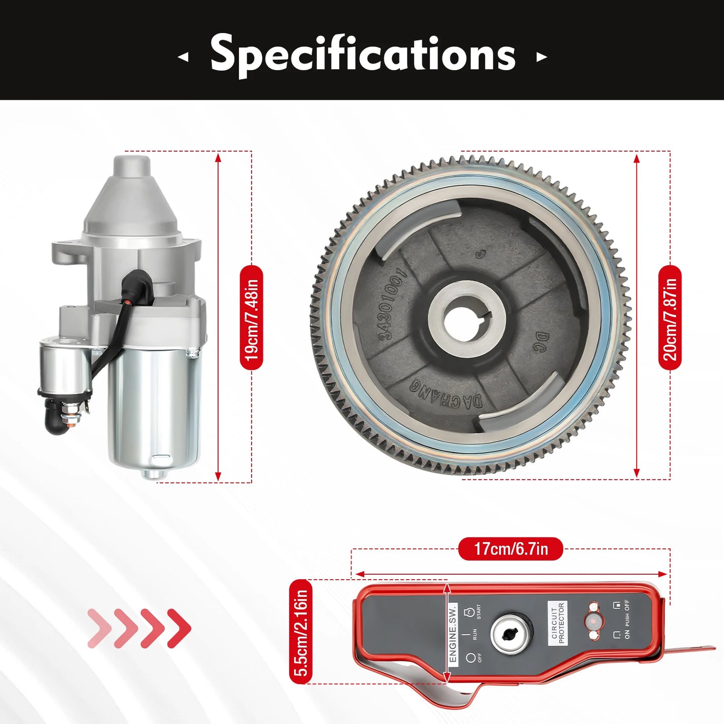 Kit Démarrage Électrique – Volant Moteur + Démarreur + Boîtier Clé pour Honda GX160 GX200 GX340 GX390