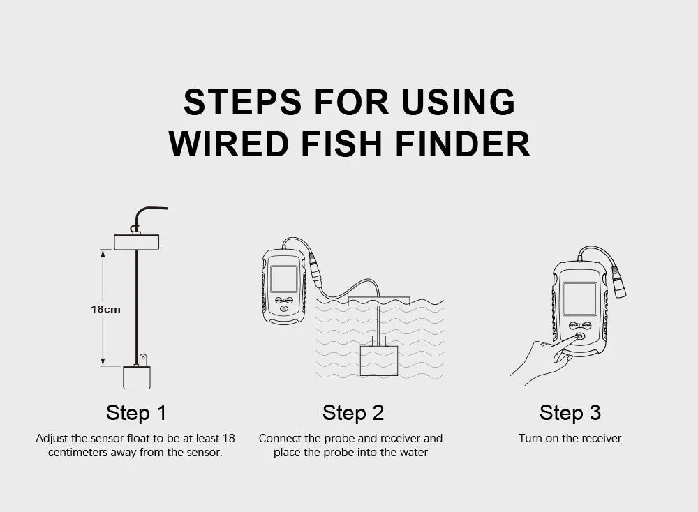 Sondeur Pêche Portable FFC1108-1 100m Sonar 45° Alarme Transducteur Lac Mer Détecteur Poisson