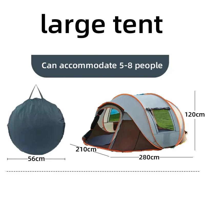 Camping en tente automatique pop-up 5-8 personnes - Ouverture instantanée 280x210cm