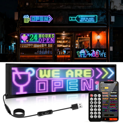 Panneau LED Pixel Flexible USB Bluetooth – Affichage Texte & GIF Personnalisable