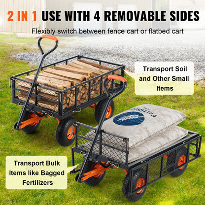 Chariot de Jardin Basculant SucceBuy – 180 kg ou 400 kg, Roues 25 cm, Panneaux Amovibles