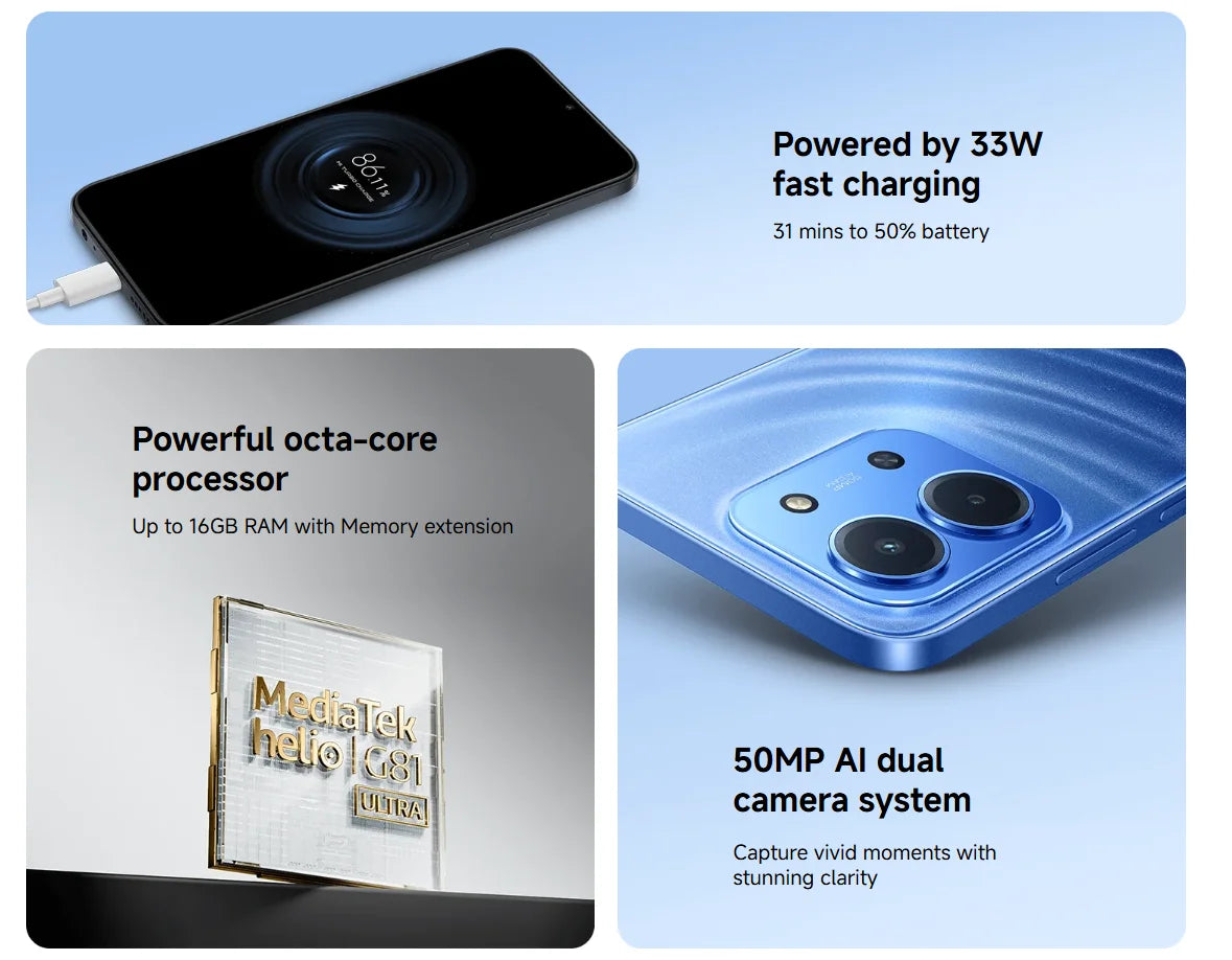 Smartphone Redmi 15C Version EU - 50MP Caméra IA MediaTek Helio G81 6.9" 120Hz - APPRO-DISTRI