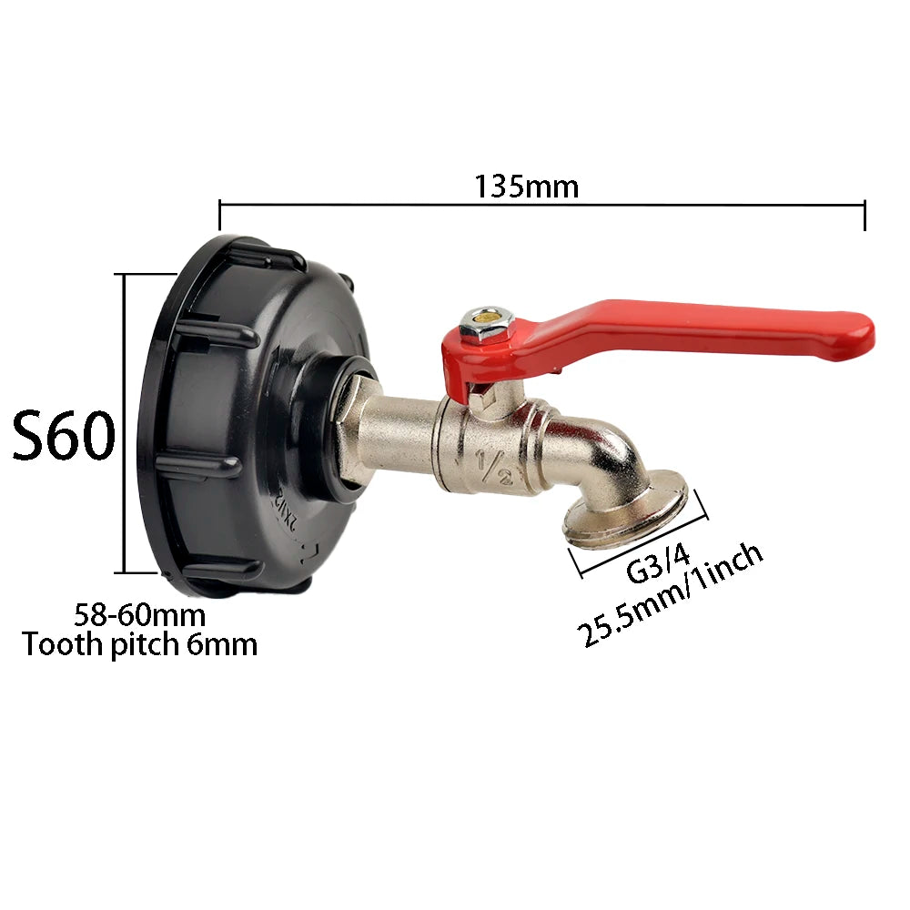 Adaptateur Robinet Cuve IBC S60×6 – Raccord Rapide 16mm Laiton/Alliage | Jardin & Maison