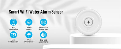 Détecteur de Fuite d'Eau WiFi Fuers – Alarme 100dB, Alerte Smartphone, Compatible Tuya/Smart Life