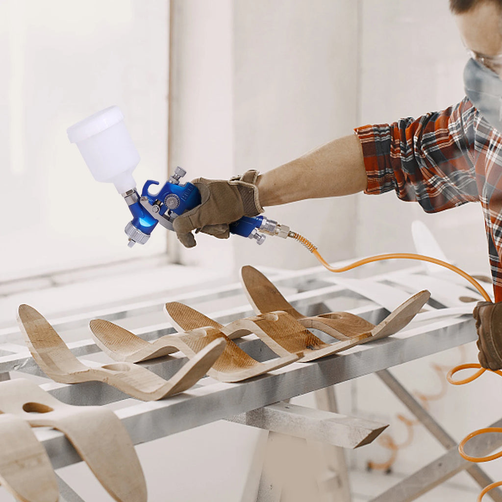 Pistolet à Peinture HVLP H-2000 Mini Aérographe 0.8mm 1.0mm Pneumatique Professionnel Auto Carrosserie - APPRO-DISTRI