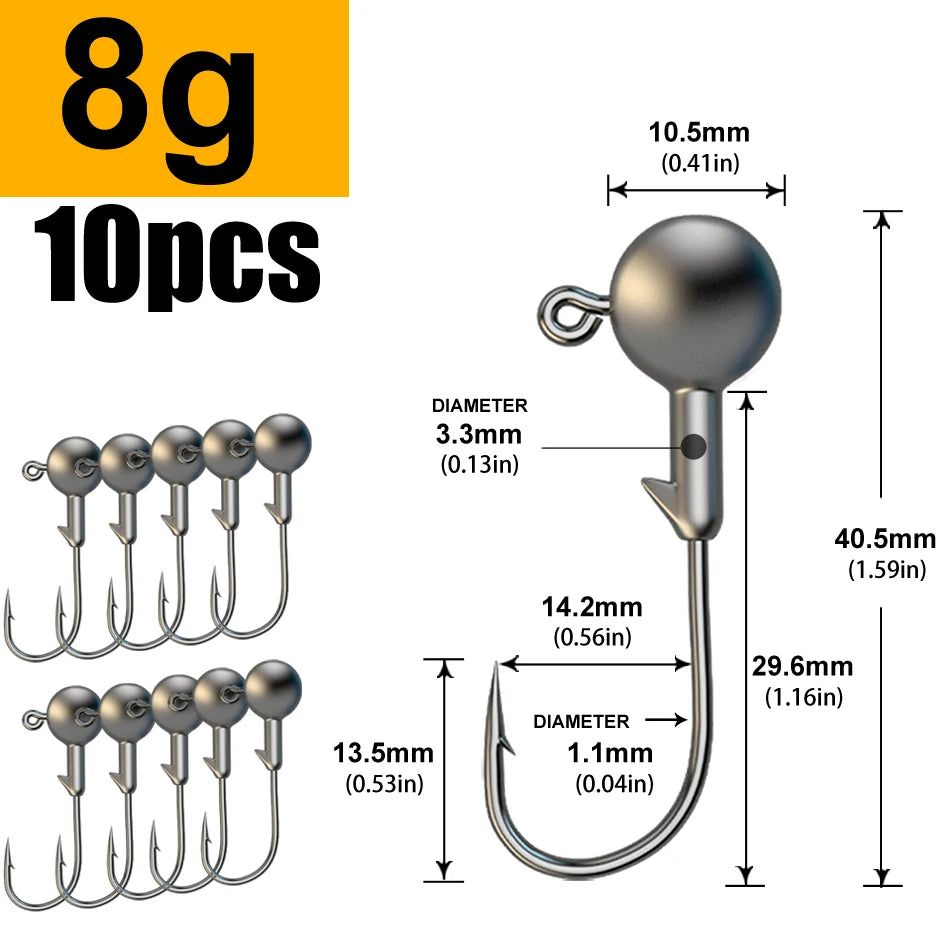 Tête Plombée Hameçon Pêche Jig Head 1g-28g Leurre Souple Carnassier Brochet Perche