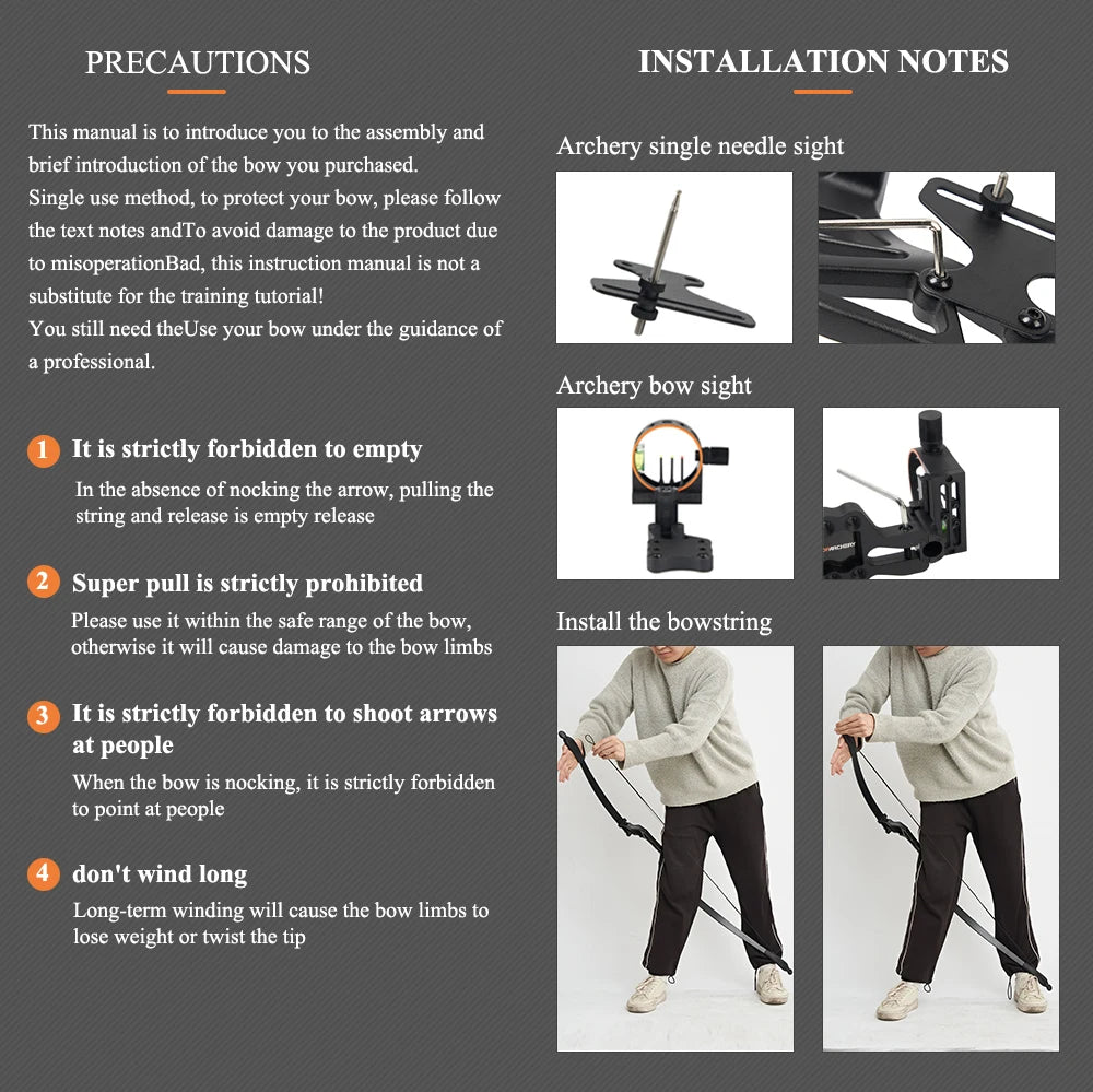 Arc Recurve Tir à l'Arc 20-50lbs Démontable avec Flèches Carbone Carquois Cible Entraînement