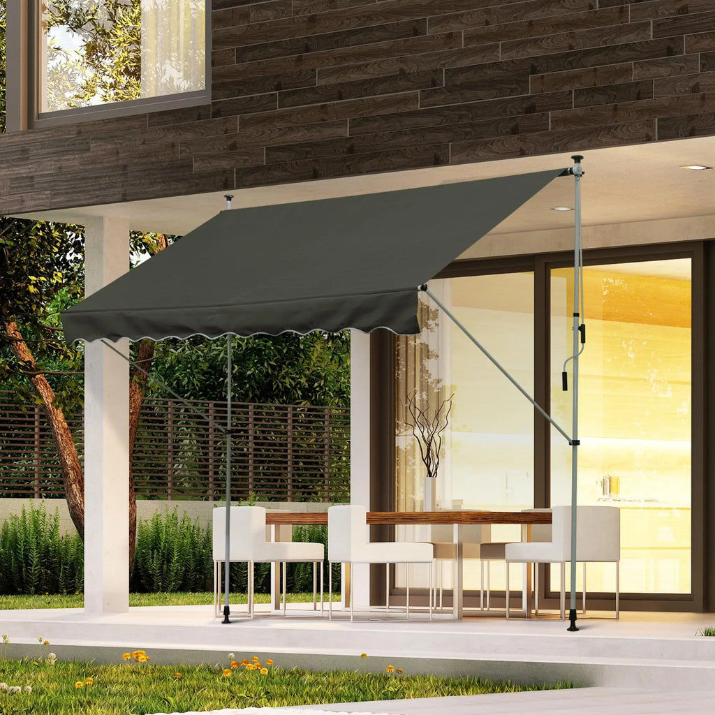 Auvent Rétractable Manuel Outsunny 3m x 1,5m – Toile Polyester Anti-UV, Cadre Aluminium