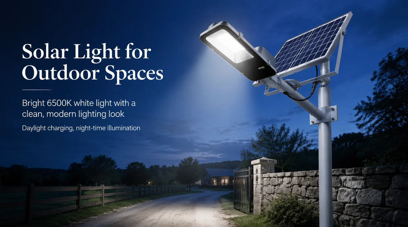 Lampadaire Solaire Extérieur 6000mAh – IP65, Télécommande, Détecteur de Mouvement