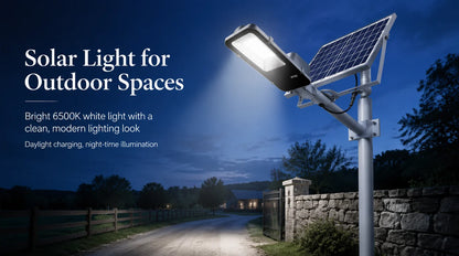 Lampadaire Solaire Extérieur 6000mAh – IP65, Télécommande, Détecteur de Mouvement