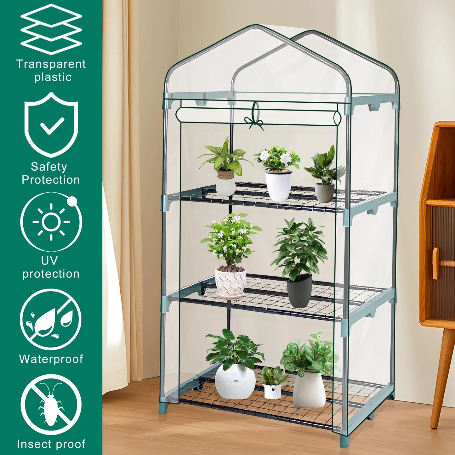Housse de Serre de Jardin Transparente PVC – Imperméable, Anti-UV, Double Fermeture Éclair | 2 Tailles