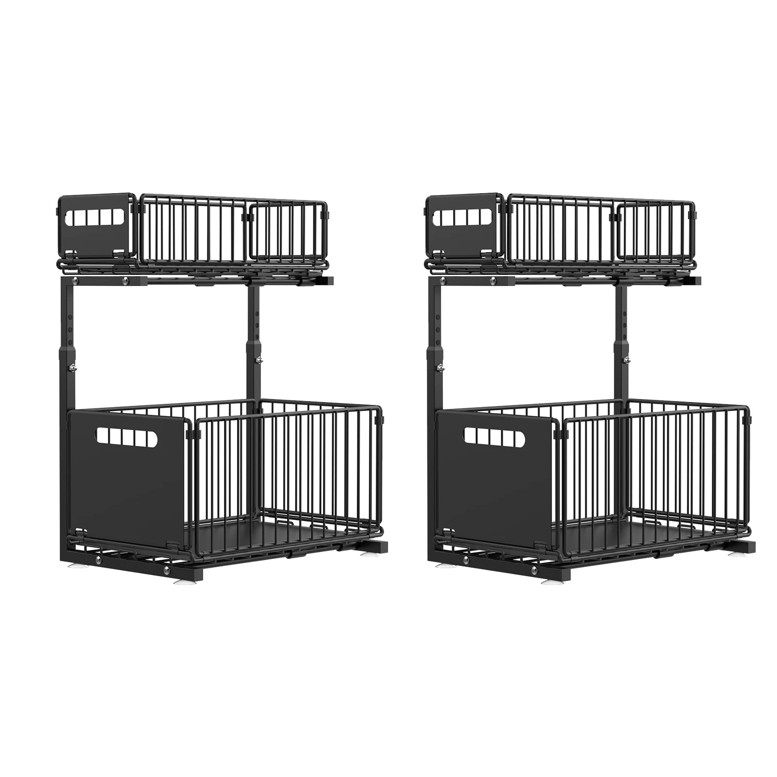 Organiseur Coulissant 2 Niveaux – Rangement Réglable Sous Évier Cuisine & Salle de Bain