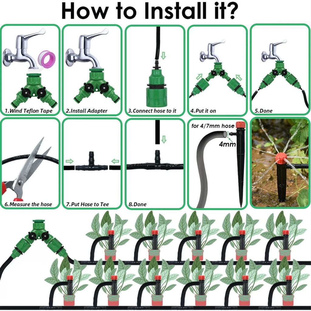 KESLA 5M-50M Automatic Watering Drip Irrigation System Garden Hose DIY Micro Drip Watering Kits w/ Adjustable Sprinkler Dripper