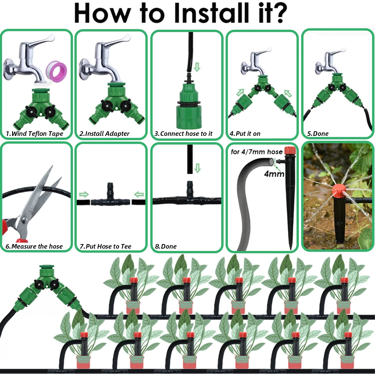 KESLA 5M-50M Automatic Watering Drip Irrigation System Garden Hose DIY Micro Drip Watering Kits w/ Adjustable Sprinkler Dripper