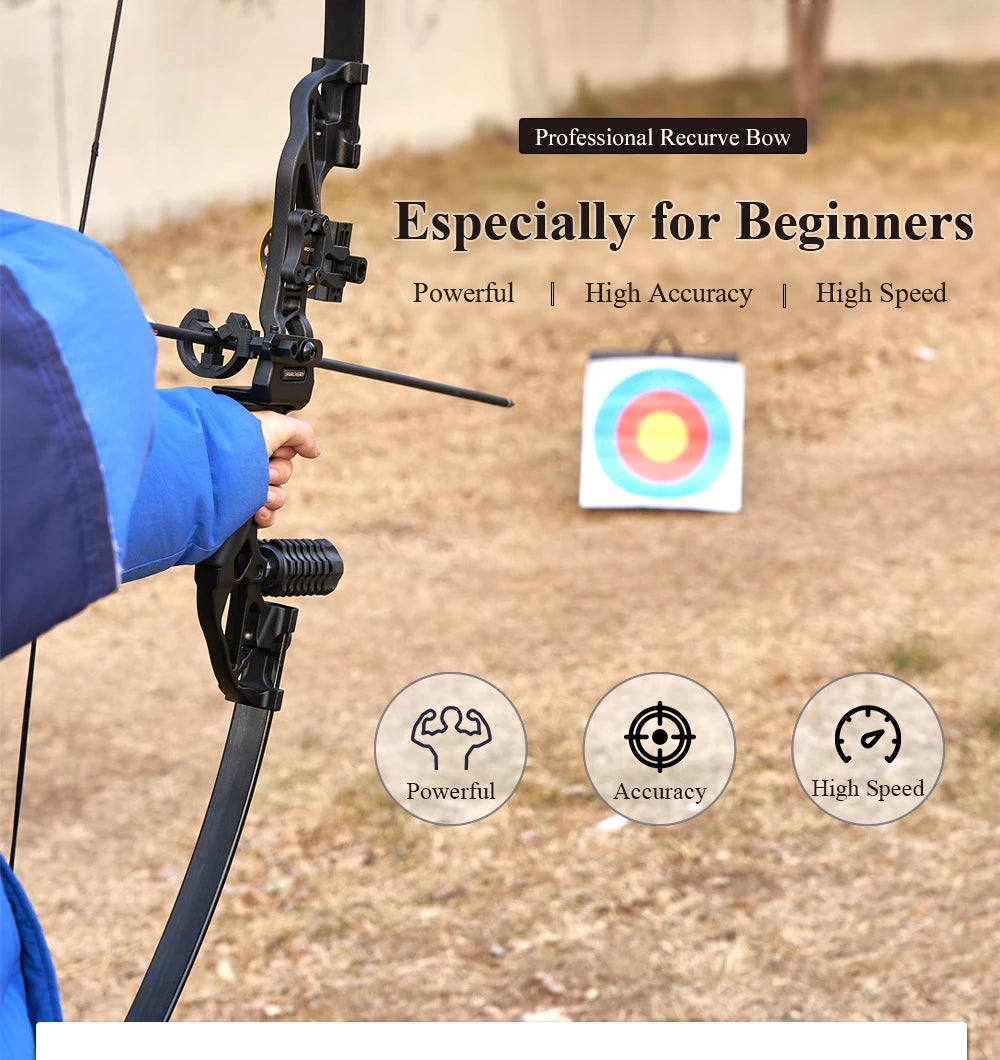 Arc Recurve Tir à l'Arc 20-50lbs Démontable avec Flèches Carbone Carquois Cible Entraînement