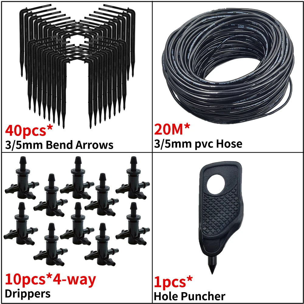 Kit d’Irrigation Goutte-à-Goutte 2 ou 4 Voies – Flèches Drip 3/5mm pour Pot, Jardin et Serre