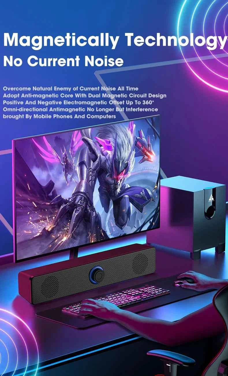 Enceinte PC Soundbar USB – Son Stéréo 3D, AUX & Bluetooth, TV / PC / Gaming