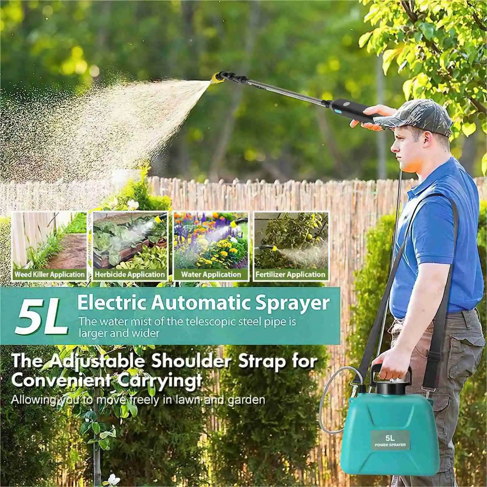 Pulvérisateur Électrique Rechargeable 5L USB - Pistolet Automatique sans Fil pour Jardin et Plantes