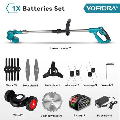 Débroussailleuse électrique sans fil Yofidra – 1500W, 12000 RPM, Télescopique 100-135 cm | Batterie 18V