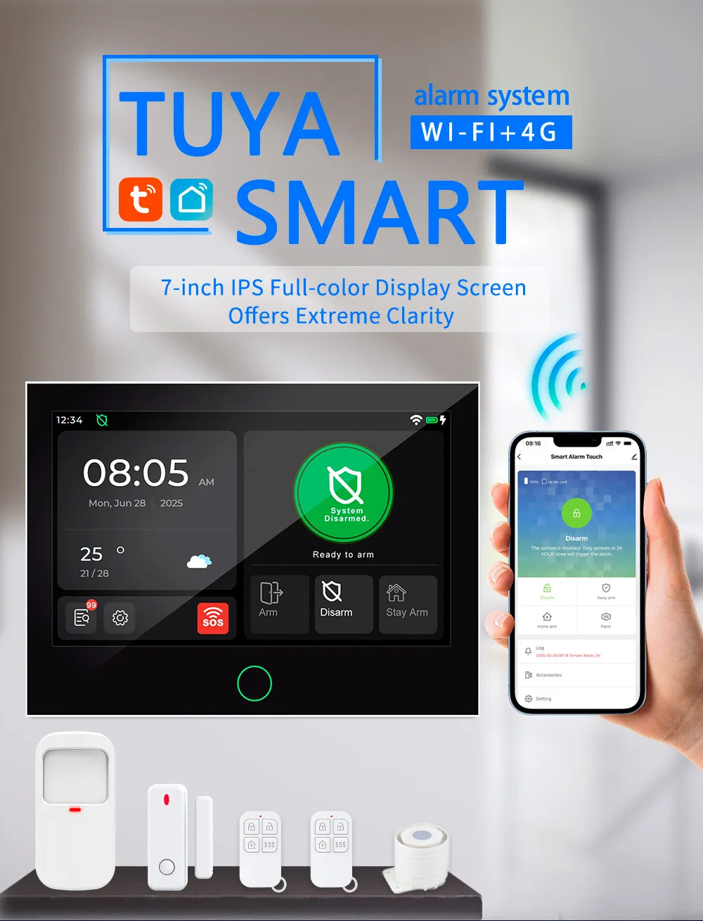 Alarme Maison KERUI G70 – Écran Tactile 7" IPS, 4G/WiFi/GSM, Compatible Tuya, Alexa & Google Home