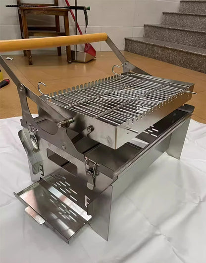 Barbecue à Charbon Rotatif avec Grille Retournable – Démontable | Jardin & Terrasse