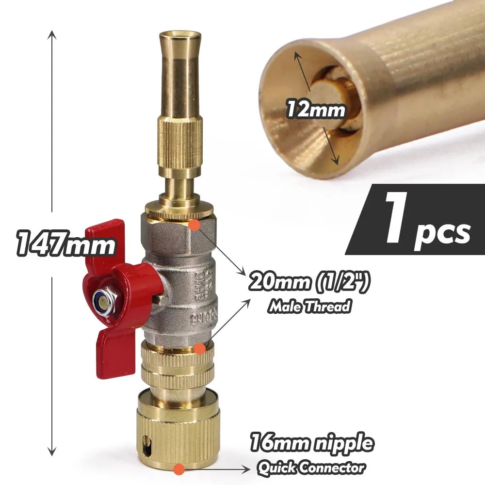 Pistolet d'Arrosage Laiton Haute Pression avec Vanne à Bille – Jardin, Voiture & Irrigation