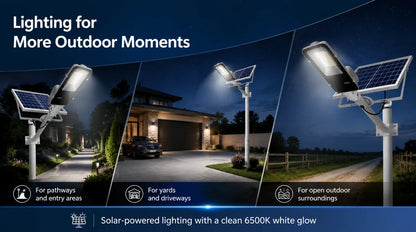 Lampadaire Solaire Extérieur 6000mAh – IP65, Télécommande, Détecteur de Mouvement