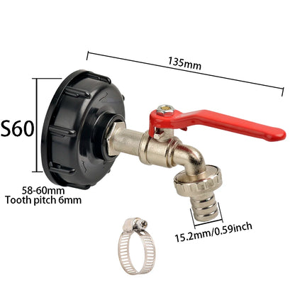 Adaptateur Robinet Cuve IBC S60×6 – Raccord Rapide 16mm Laiton/Alliage | Jardin & Maison