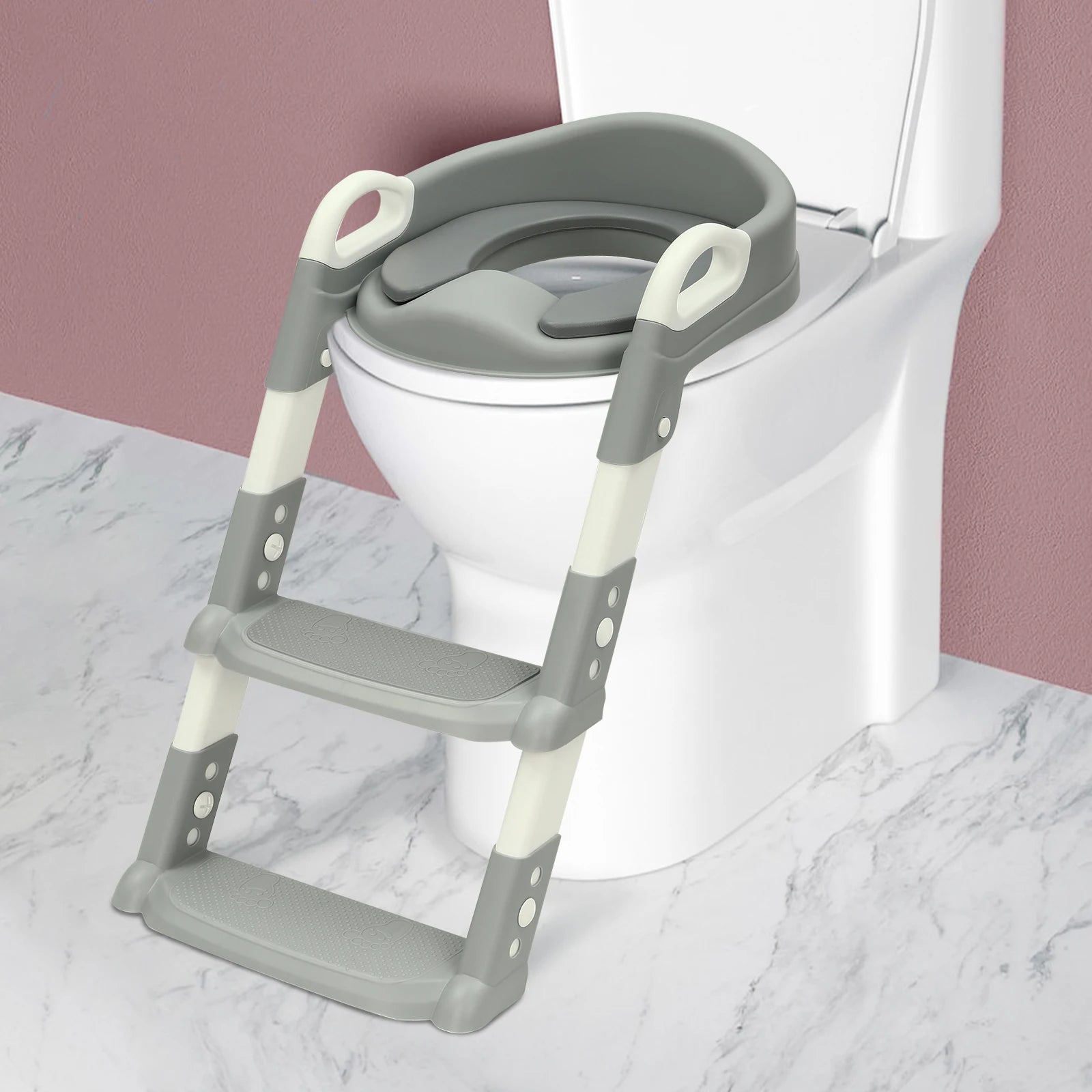 Réducteur de Toilette avec Marches pour Enfants 2-7 ans - Siège Pot Pliable Ajustable