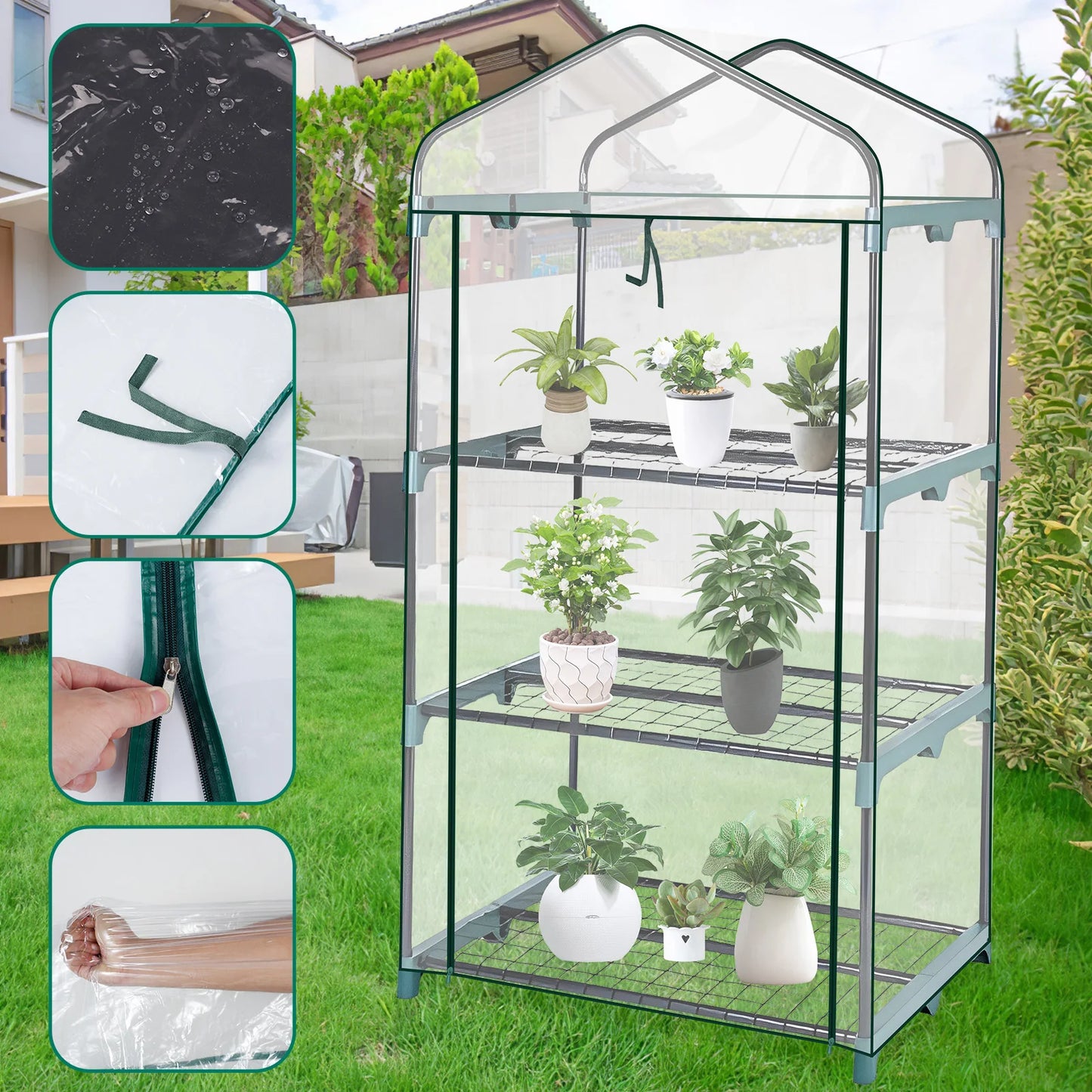 Housse de Serre de Jardin Transparente PVC – Imperméable, Anti-UV, Double Fermeture Éclair | 2 Tailles