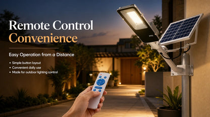 Lampadaire Solaire Extérieur 6000mAh – IP65, Télécommande, Détecteur de Mouvement